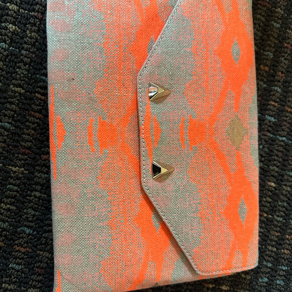 Orange and Gray Clutch with Silver Accents